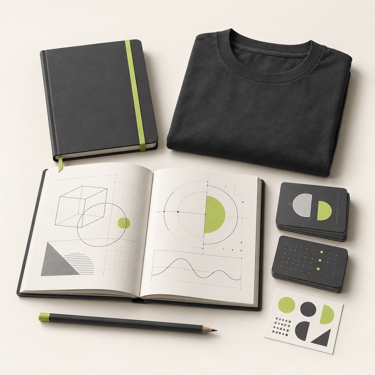 Learning materials and merchandise category illustration